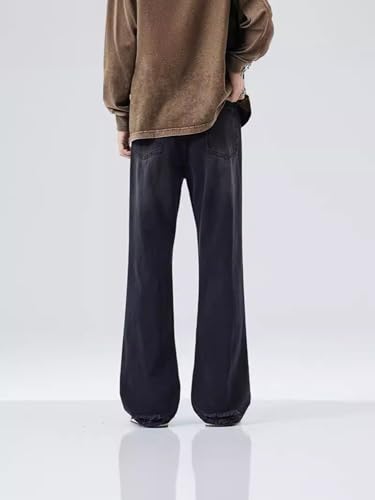 Jeans Pants Trousers Denim Versatile Simple Style High End Black Micro Pull Men's Washed Floor Comfortable3