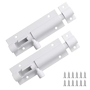 2 Stück Sicherheitstürriegel aus Edelstahl Schiebeschloss Türriegel Riegel Schiebetürschloss Schieberiegel (3inch Zufällige Farben Weiß/Schwarz)