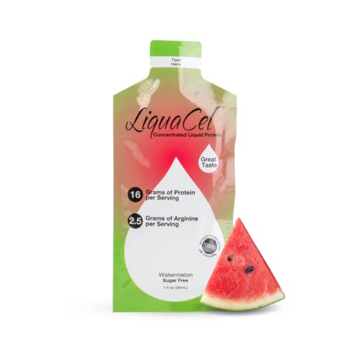 LiquaCel Concentrated Liquid Protein Watermelon Flavor 16g Hydrolyzed Collagen Protein and 2.5g Arginine Per Single-Serving Packet Sugar & Gluten Free 1fl oz Packets 10 Pack