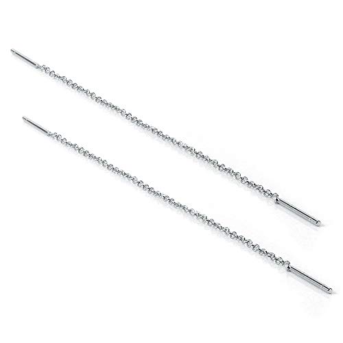 Sterling Silver 12mm Bar Threader Pull Through Belcher Chain Earrings