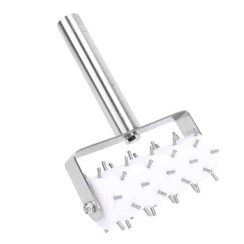 Asixxsix Rullo per pizza, rullo per pizza in acciaio inossidabile con punte per forare, strumento professionale per forare l'impasto per pizza fatta in casa, biscotti, pane e pasticcini