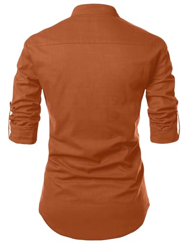 Image of Zombom Men's Solid Cotton Polyester Blend Casual Regular Fit Mandarin /Chinese Collor Full Sleeve Kurta Shirt for Men