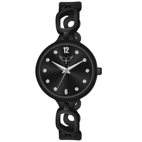 WHITE BIRD Brass Analogue Dial Bracelet Watch For Women's & Girl's (Black)