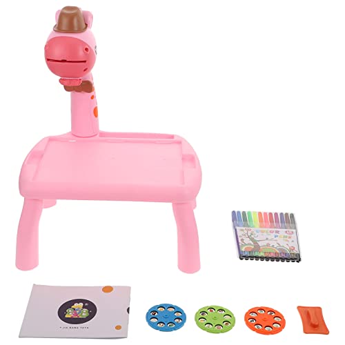 BESPORTBLE Table de Dessin Projecteur pour Garçon Fille Éducatif Lumineux Rose Bureau Dapprentissage Compact avec Formes Cartoon Coordination Motrice et Créativité