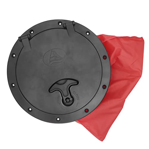 KUNPENG 8'' Black Deck Deck Hatch with Storage Bag Plate Kit for Kayak Boating Fishing Rigging