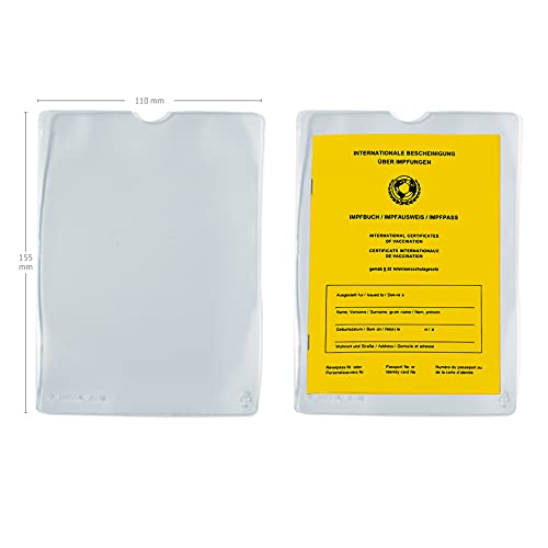 HERMA 1332 Ausweishülle transparent, 10 Stück, Impfpass Hülle für alten Impfausweis Impfbuch, Ausweishalter zum Schutz für Sparbücher Dokumente im DIN A6 Format, Plastik Kartenhüllen Schutzhüllen Set