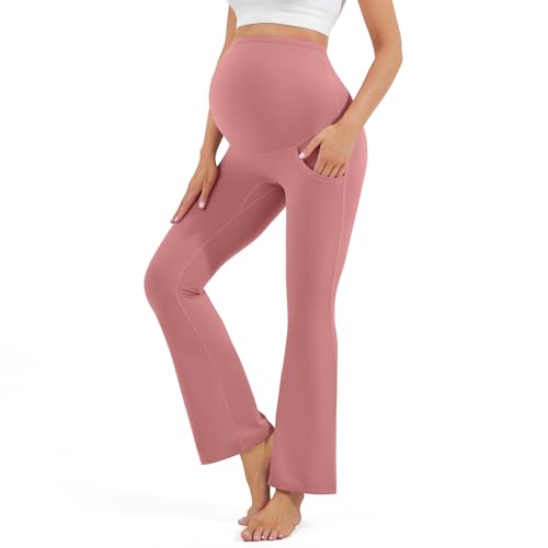 Blisset Women's Maternity Pants with Pockets Over The Belly Pregnancy Bootcut Yoga Pants for Work Casual