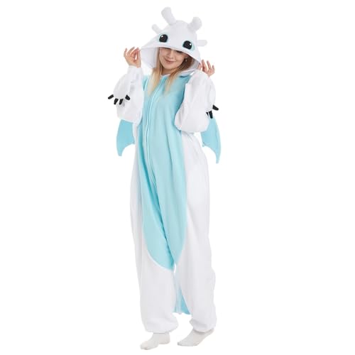 Teahain Adult Onesie Animal Pajamas Unisex Cute Sleepwear Halloween Party Cosplay Costumes (Small White)