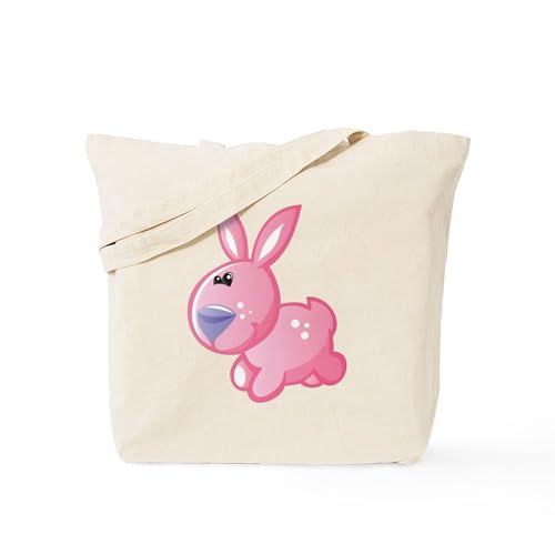 CafePress Pink Bunny Tote Bag Natural Canvas Tote Bag, Reusable Shopping Bag