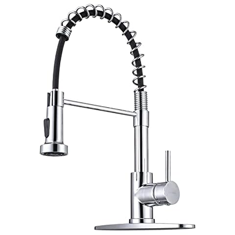WEWE Chrome Kitchen Faucet with Pull Down Sprayer Cover