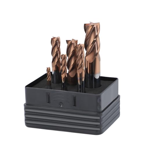 Image of Carbide Square Inch EndMill HRC55 Double Edge 4 Flute TiSiN Coating Tungsten Steel Inch Milling Cutter for Metal Steel 1 /8,3 /16,1 /4,5 /16,3 /8,1 /2 Series 6pcs Set