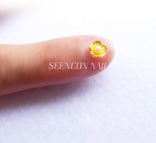 50pcs Japanese Nail Art 3D Pearl Alloy Flower Nail Art Charms Gold Nail Jewelry Decoration Nail Metal Parts