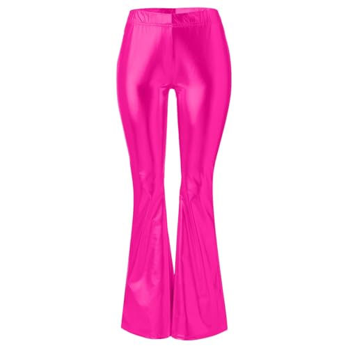 Womens Shinny Metallic Sequins High Waist Wide Leg Stretchy Bell Bottom Flared Pants, Wet Look Pants Club Wear2