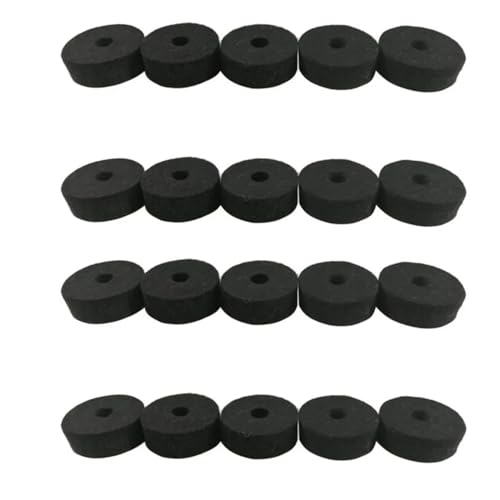 Durable Useful Cymbal Felt Washer 20pcs Crash Cymbals Clutch Drum Felts KIT (Color : Black)