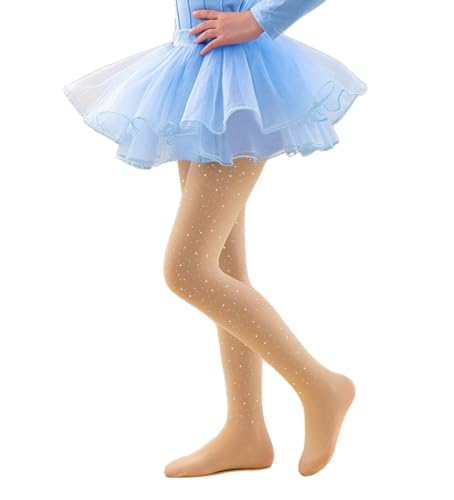 Image of LUCKELF Girls Glitter Tights, Soft Opaque Tights Sparkle Rhinestone Tights School Dress Dance Stockings