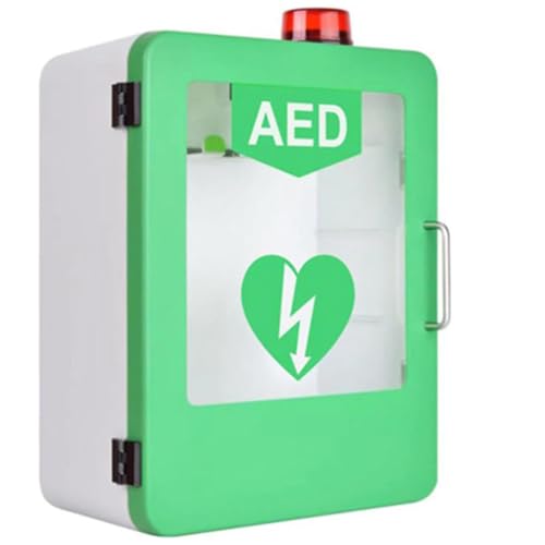 FENGSSLL Gabinete de Almacenamiento de desfibrilador DEA, Caja de Alarma de desfibrilación cardíaca de Acero montada en la Pared con Llave, Estuche de Primeros Auxilios