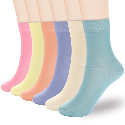 Image of Corlap Women's Thin Above Ankle Socks - 6Pairs Cotton Casual Bootie Dress Crew Socks