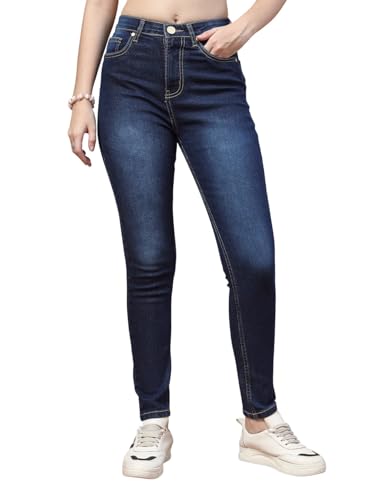 Image of Style Quotient Women Tinted Blue HIGH Rise Straight FIT Jeans