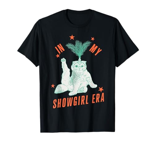 Funny Cat in Showgirl Costume Retro Humor T-Shirt