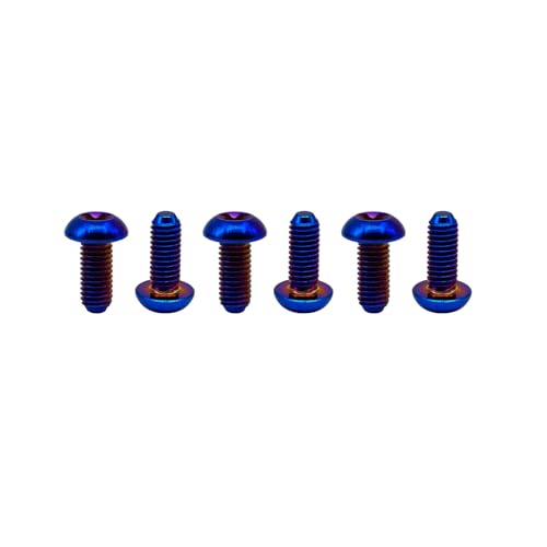 Image of RISON Titanium Bolts M5x10mm Titanium Button Torx Head Bolt Screw M5 Bolts Bicycle Disc Brake Universal Burnt Blue Star Round Head Ti Bolt for MTB and Bicycle Motorcycle Pack of 6