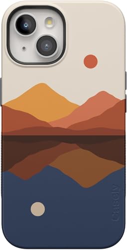 Casely iPhone 15 Case | Opposites Attract | Day & Night Mountains | Compatible with MagSafe | Bold Protective Design