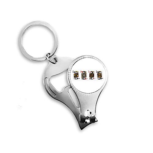 Heart Spade Diamond Club K Pattern Nail Nipper Ring Key Chain Bottle Opener Clipper