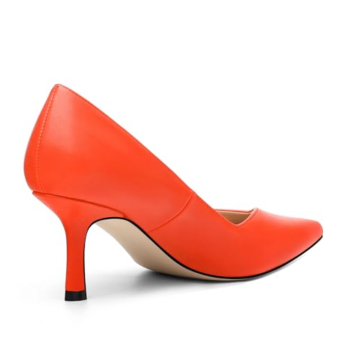 Image of Women Pointed Closed Toe 2.5 Inch Kitten Heel Slip On Pumps