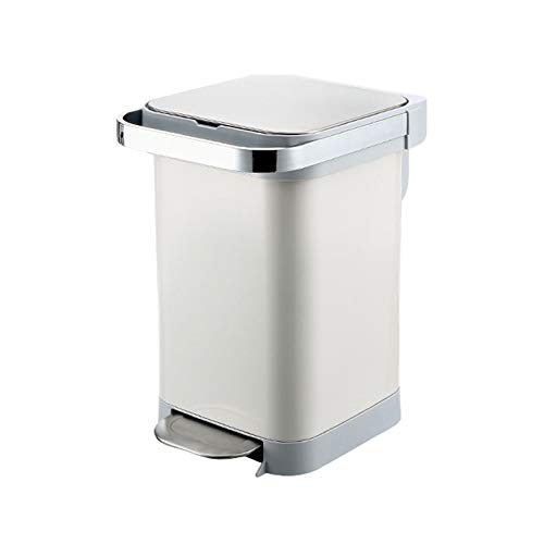 DFEDHF Trash and Recycling Bin Pedal Trash Can Stainless Steel Household Large-Capacity Trash Can Kitchen Living Room with Lid Garbage Bin Office Trash Can (B)