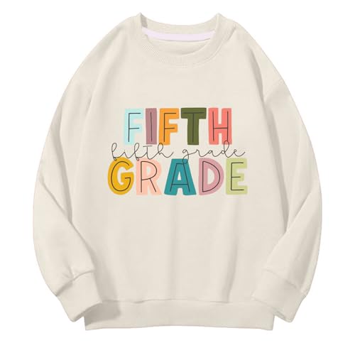 Fifth Grade Graphic Sweatshirts Back to School Clothes First Day of School Long Sleeve Crewneck Y2K Vintage Tee Tops3