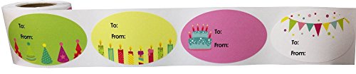 Birthday Gift Tag Stickers 1 1/2 X 2 1/2 Inch 100 Adhesive Labels #TOP1