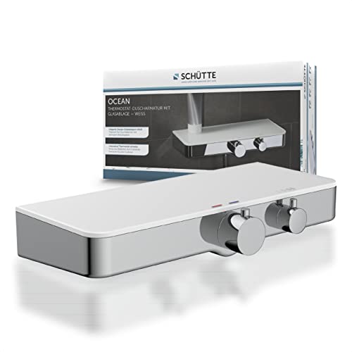 SCHÜTTE Ocean 60535 Mitigeur de douche thermostatique avec étagère en verre de sécurité Blanc