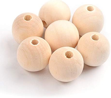 Pandahall 50pcs Natural Unfinished Flat Round Wood Coin Beads Wooden Circle Discs 25x5mm for DIY Jewelry Making