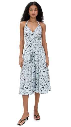 Proenza Schouler White Label Women's Ellison Dress in Printed Poplin, Frost/Black, 8