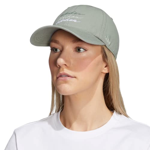Adidas Women's Saturday Relaxed Fit Adjustable Hat, Silver Green/White/Linen Green/Tech Emerald, One Size #TOP3