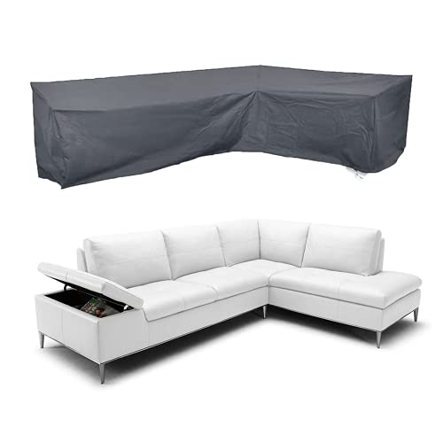 J&C Patio Furniture Covers Left L Shape Patio Sectional Covers Waterproof Outdoor Sofa Cover Heavy Duty 420D Patio Sectional Sofa Cover Outdoor Furniture Covers Grey Sectionals 106x79 Inch