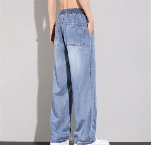 Men's Thin Striped Jeans, Casual Drawstring Straight Pants, Street Style Jeans2