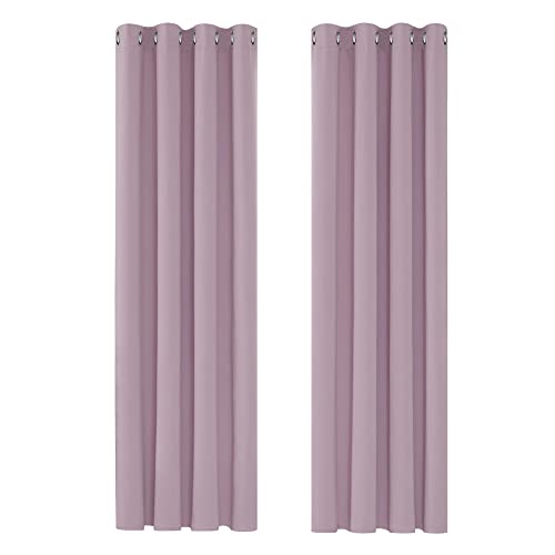 Deconovo Rideaux Occultants Isolant Thermique Anti Froid, Rose Pale, 2 Pièces, Rideaux pour Chambre Fille, Design Moderne à Oeillets, 135x240 CM (Largeur x Hauteur)