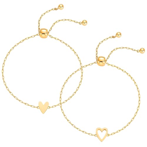 YUEXNKO Damen Herz Armband Gold Herz Armband Damen Valentinstag Armband Mädchen Armband Damen Armband Verstellbar Herz Armband für Frauen Mädchen Valentinstag Geschenke