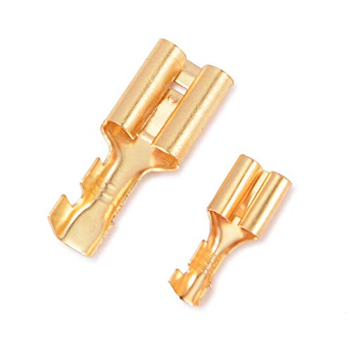 Preisvergleich Produktbild FOSHIO 100 Stück Crimpzange Crimpwerkzeug Set Elektrische Steckverbinder Flachstecker Kabelschuhe Lötverbinder Quetschverbinder Set Stoßverbinder Sortiment 6.3mm 9.5mm Flachsteckhülsen