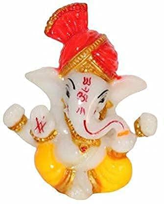 NRSON Ganesha Idol for Car Dashboard, Meditating Pagdi Lord Ganesha Showpiece for Home Decor and Office Decor, Car Dashboard, Living Room, Ganesh ji Murti (2.3 x 2.3 Inch, Multicolour) 2