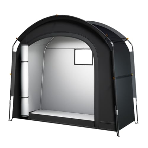 wyazziv バイクカバー 収納 210D オックスフォード 防水 屋外 折りたたみ 大型 1-4人用 シルバーコーティング 保管庫 保護 (210x150x165cm,新しい黒)