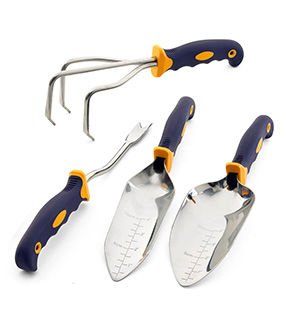 CUTCO Modelo 326 4-Pc. Juego de herramientas de jardín --- # 300 Cultivador, # 301 Weeder, # 302 Paleta de trasplante y # 304 Paleta de jardín.