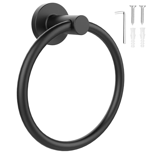 SetSail Towel Holder for Bathroom Wall Matte Black Towel Ring Stainless Steel Hand Towel Holder Heavy Duty Towel Hanger for Bath, Kitchen