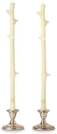 Stick Candles/Hemlock Casting/Beeswax/Pair