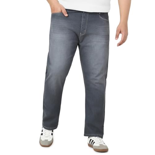 Image of Urbano Plus Men's Straight Fit Mid Rise Washed Jeans Stretchable