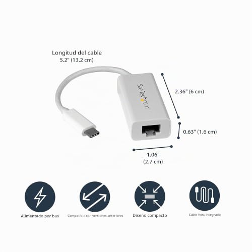 Adaptador USB-C a Ethernet Gigabit RJ45 LAN compatible con Thunderbolt 3 y Linux 4
