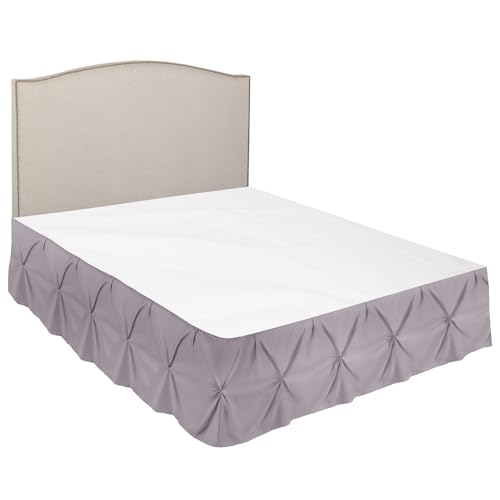 Image of Nestl Dusty Purple Bed Skirt Cal King Size, Pinch Pleat Cal King Bed Skirt, 14 inch Drop Cal King Bedskirt, Hotel Quality Bed Skirts, Microfiber Bedskirt for Cal King Bed, Dusty Purple Cal King Bed Skirt