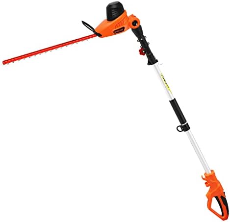 GARCARE Electric Corded Hedge Trimmer with Extension Pole 20 Inch Dual-Action Laser Blade Bush Trimmer 600W, 4.8Amp Garden Trimmers