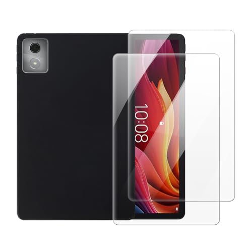 Cubierta Lenovo Tab K11 Plus 2 en 1 con vidrio templado antiarañazos color negro