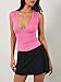 Skoinvb Womens Halter Deep V Neck Tank Tops Sleeveless Sexy Plunge Basic Summer Y2k Crop Top Pink